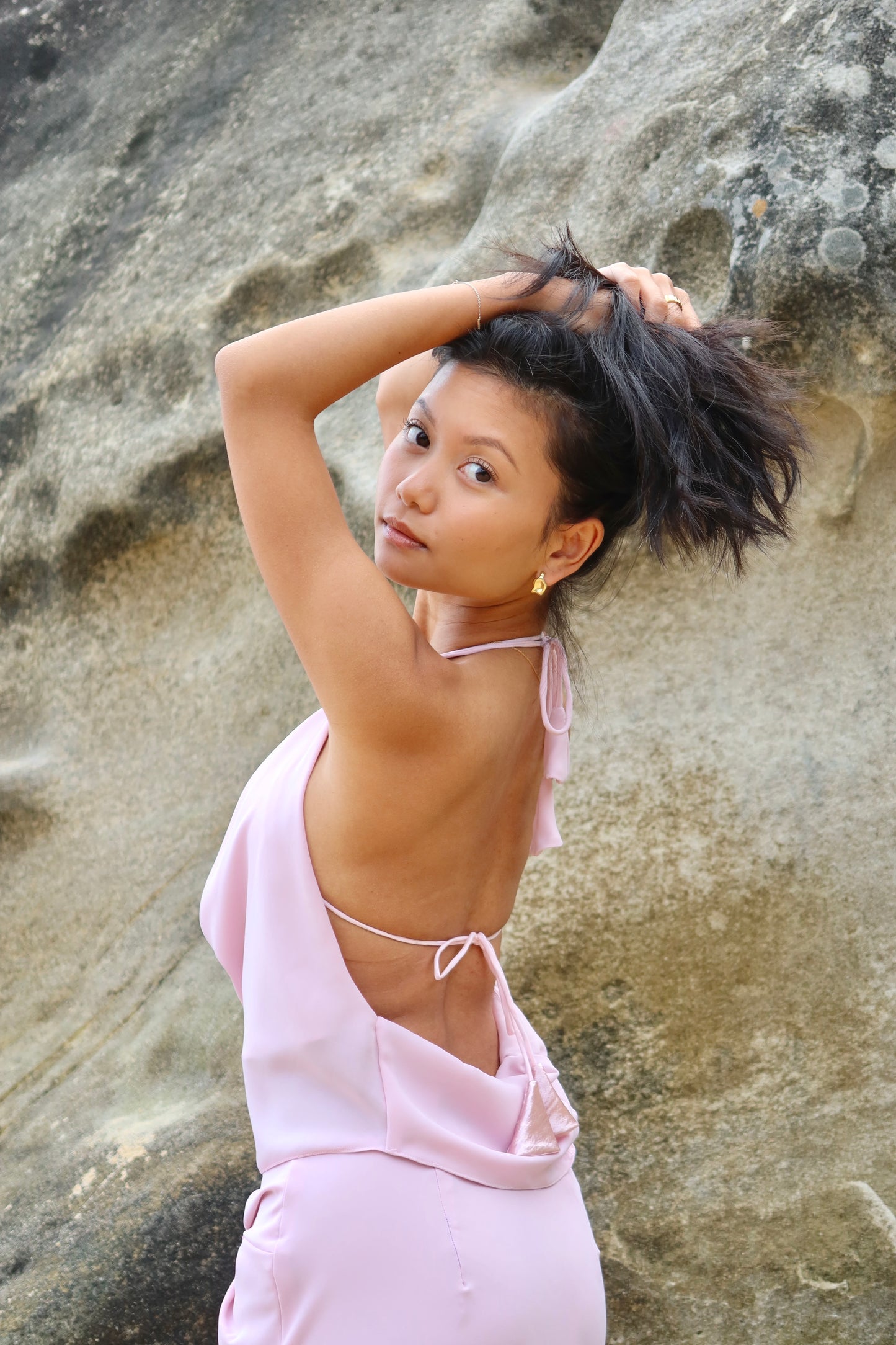 Imara Cowl Top - Hibiscus