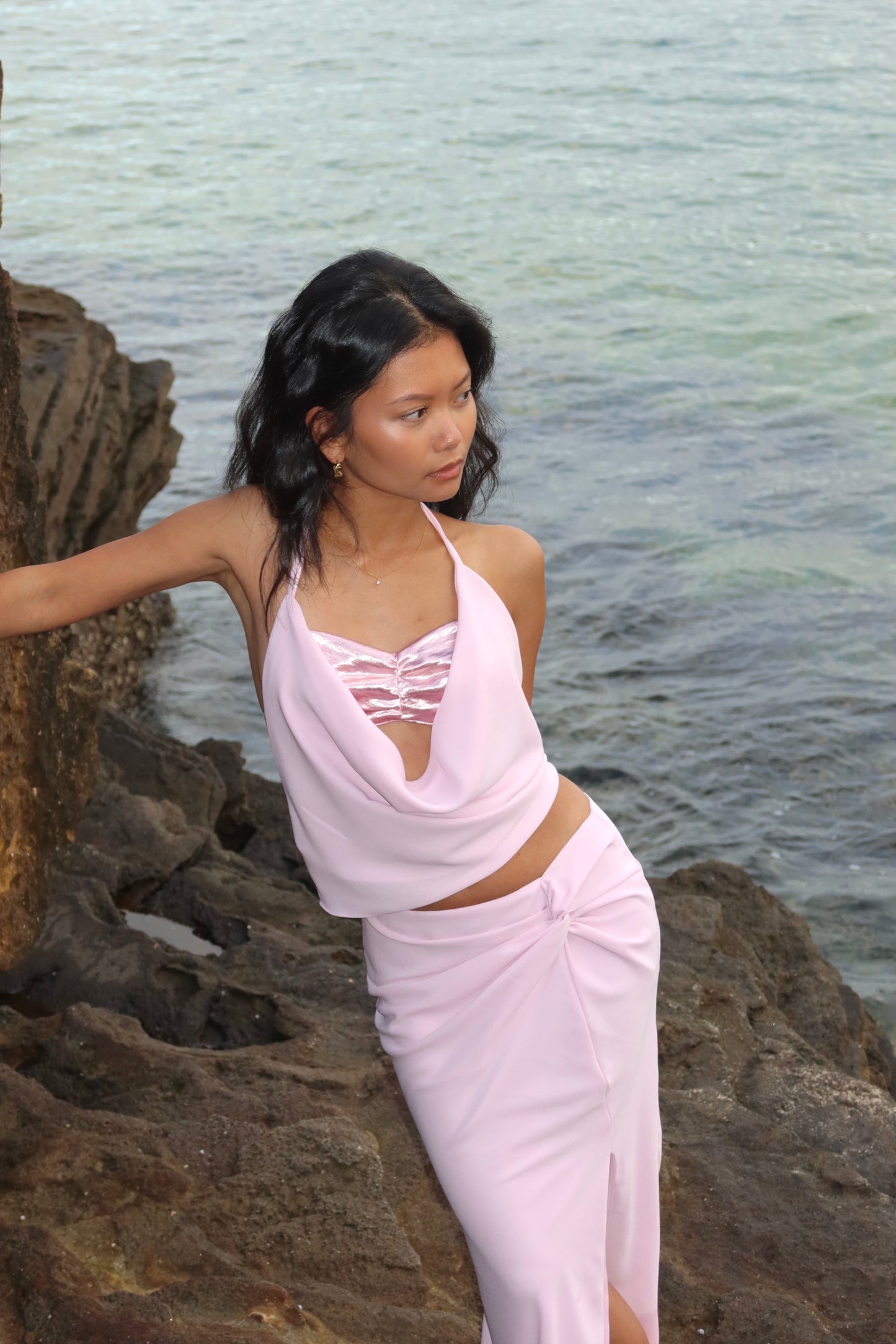 Imara Cowl Top - Hibiscus